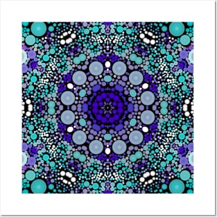 Dot Mandala Flower Purple Blue and White Posters and Art